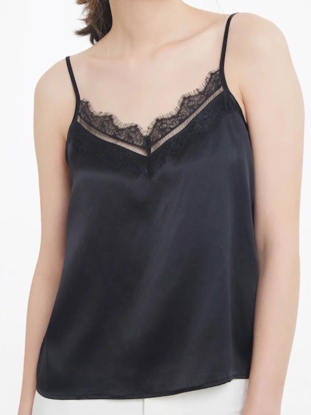 Lilysilk black lace camisole top, M